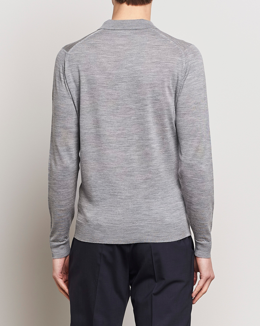 Herre | Gensere | John Smedley | Belper Extra Fine Merino Polo Pullover Silver