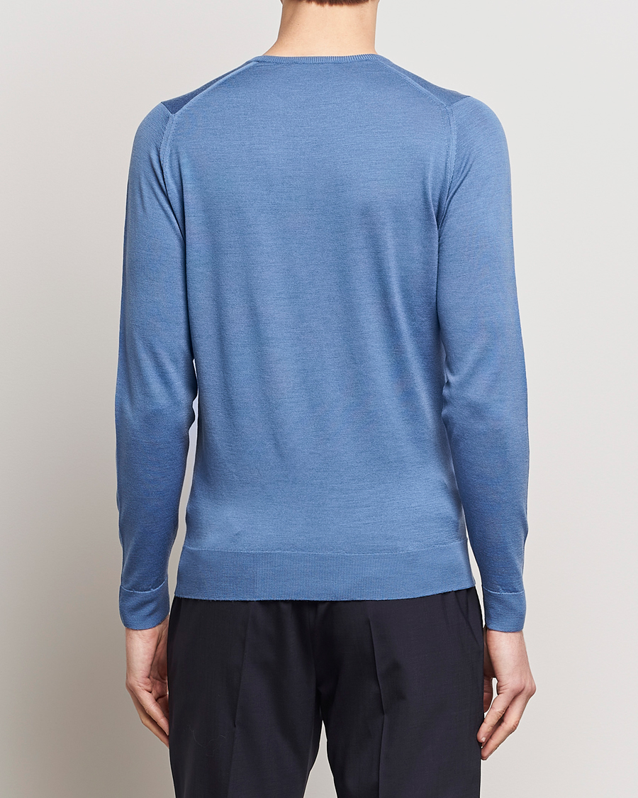 Herre | Gensere | John Smedley | Lundy Extra Fine Merino Crew Neck Riviera Blue