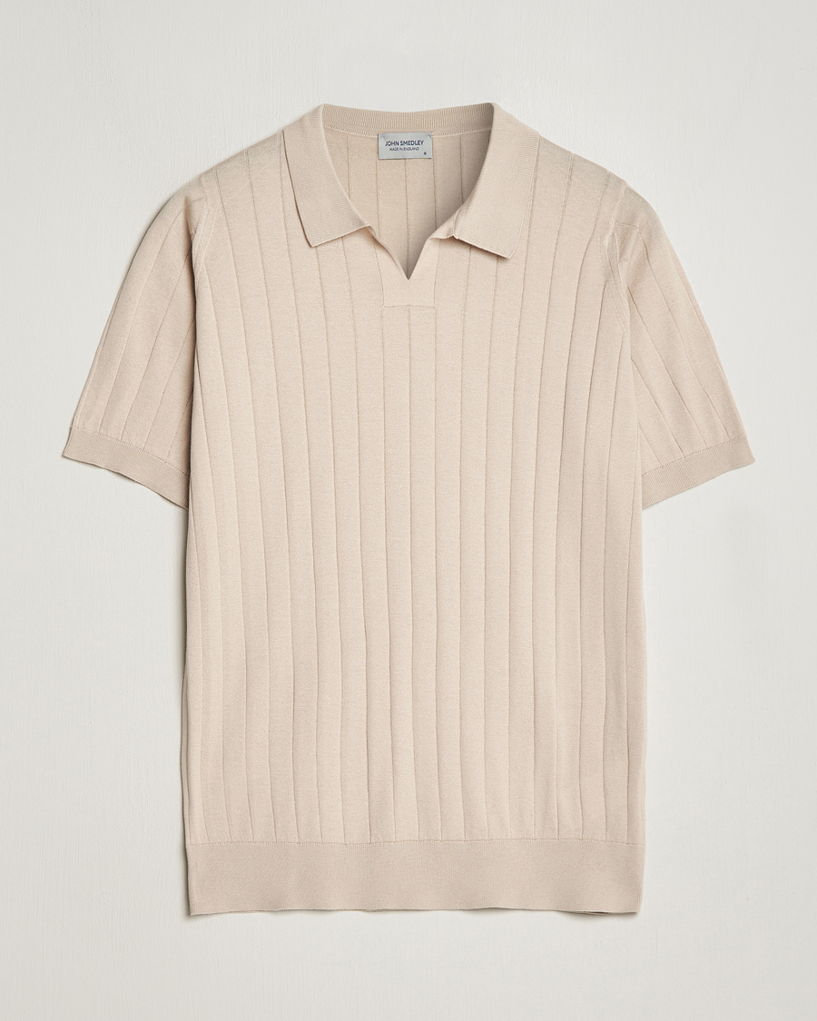 Herre | Pikéer | John Smedley | Roper Open Collar Sea Island Polo Almond