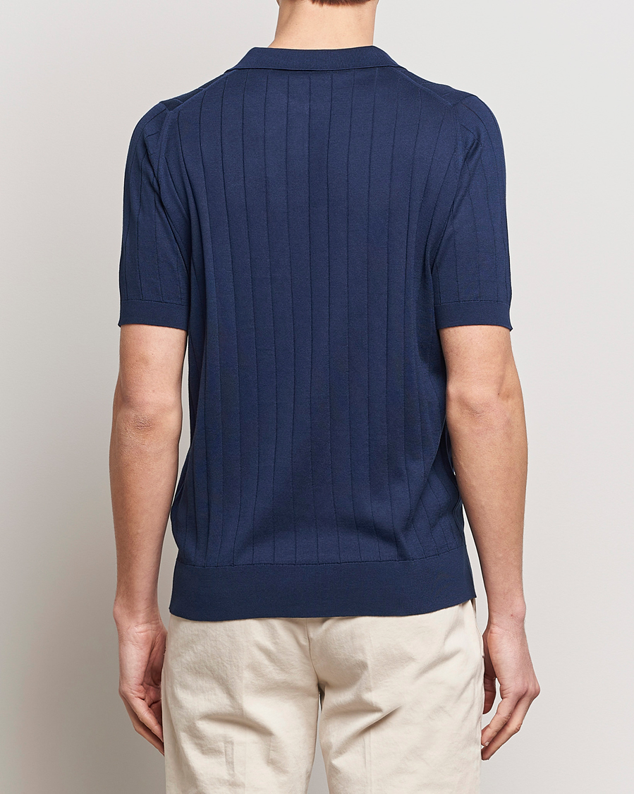 Herre | Pikéer | John Smedley | Roper Open Collar Sea Island Polo French Navy