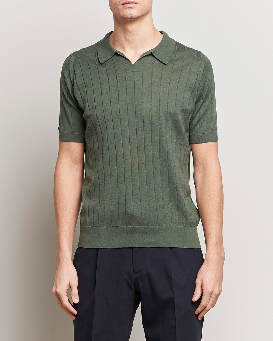 Herre | Avdelinger | John Smedley | Roper Open Collar Sea Island Polo Palm Green