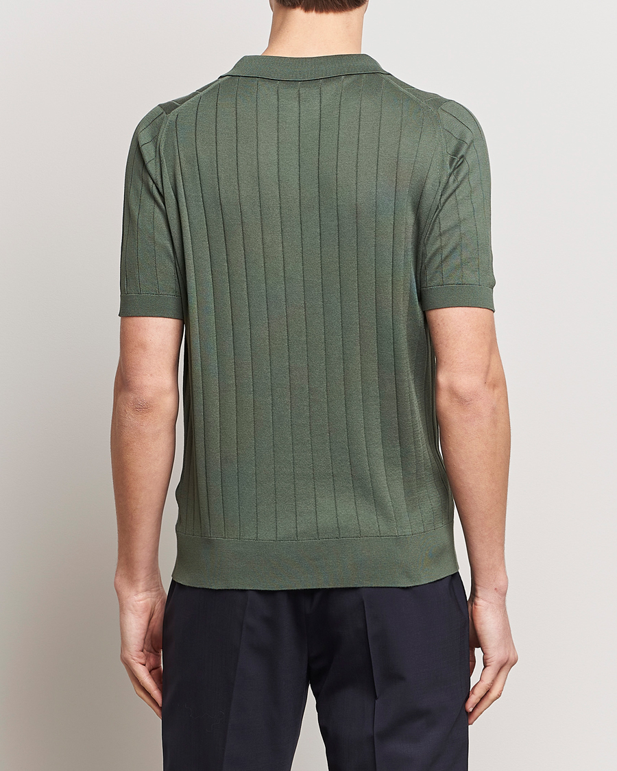 Herre | Pikéer | John Smedley | Roper Open Collar Sea Island Polo Palm Green