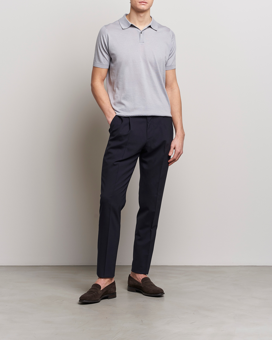 Herre | Pikéer | John Smedley | Leyburn Merino/Sea Island Cotton Polo Silver