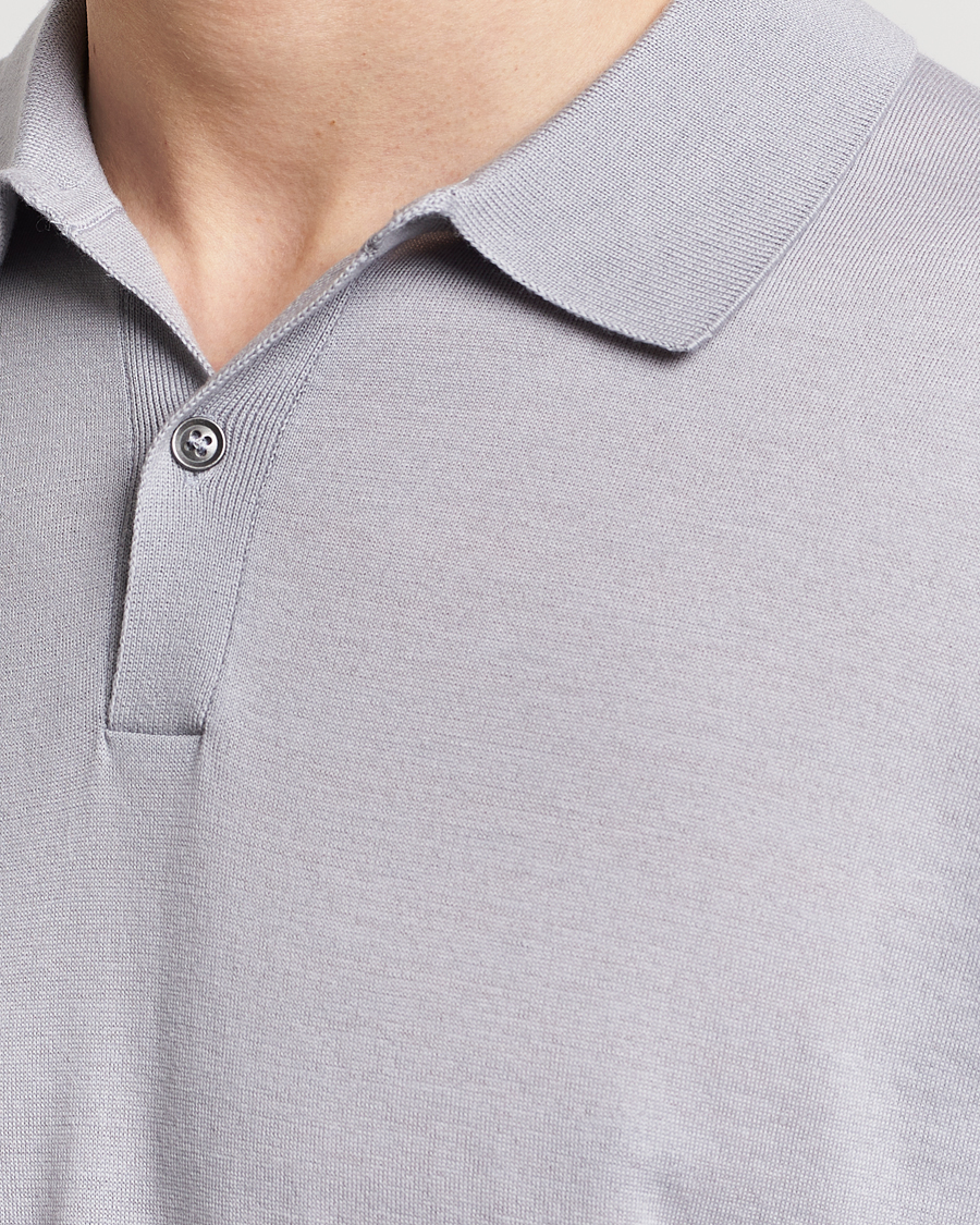 Herre | Pikéer | John Smedley | Leyburn Merino/Sea Island Cotton Polo Silver