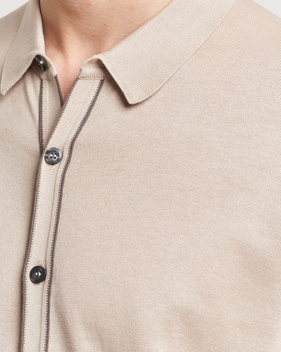 Herre | Gensere | John Smedley | Shadow Tipped Sea Island Cotton Cardigan Almond