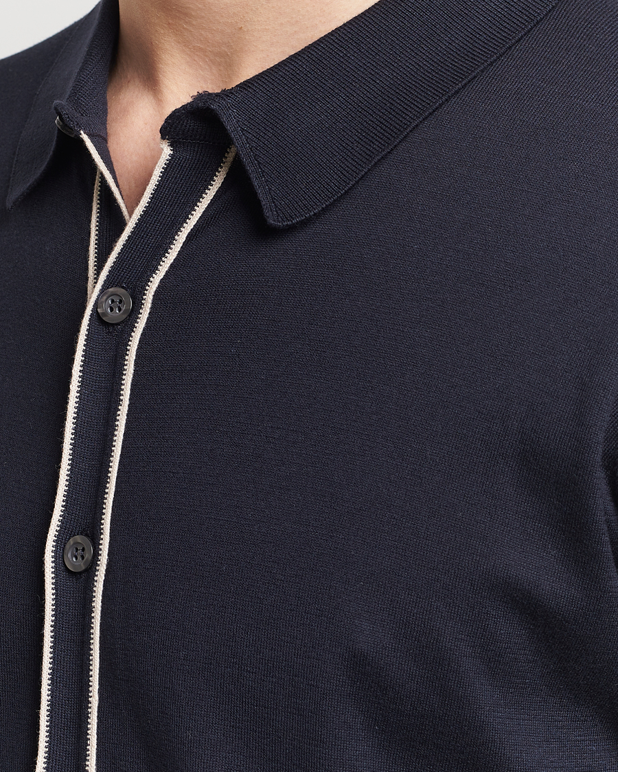 Herre | Gensere | John Smedley | Shadow Tipped Sea Island Cotton Cardigan Navy