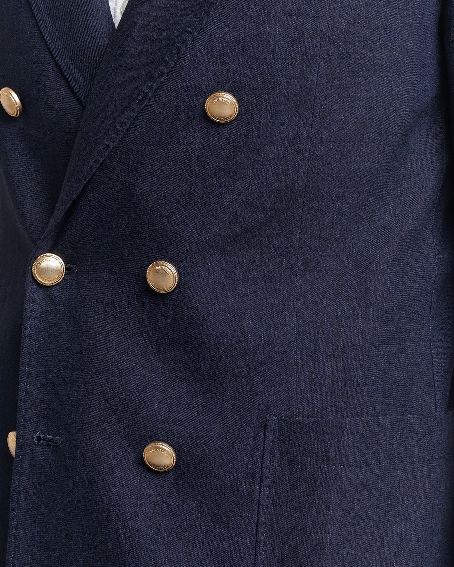 Herre | Dressjakker | Brunello Cucinelli | Double Breasted Wool/Linen Blazer Navy
