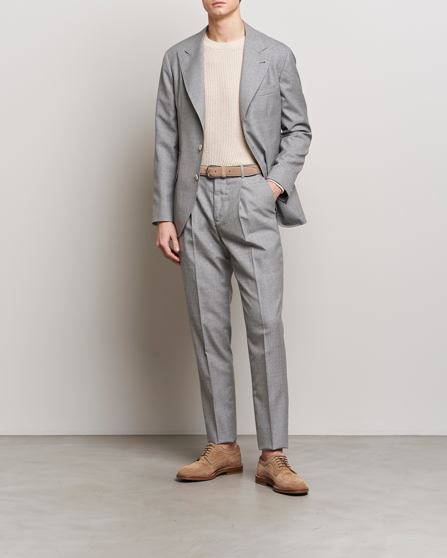 Herre | Dressjakker | Brunello Cucinelli | Peak Lapel Wool Blazer Light Grey