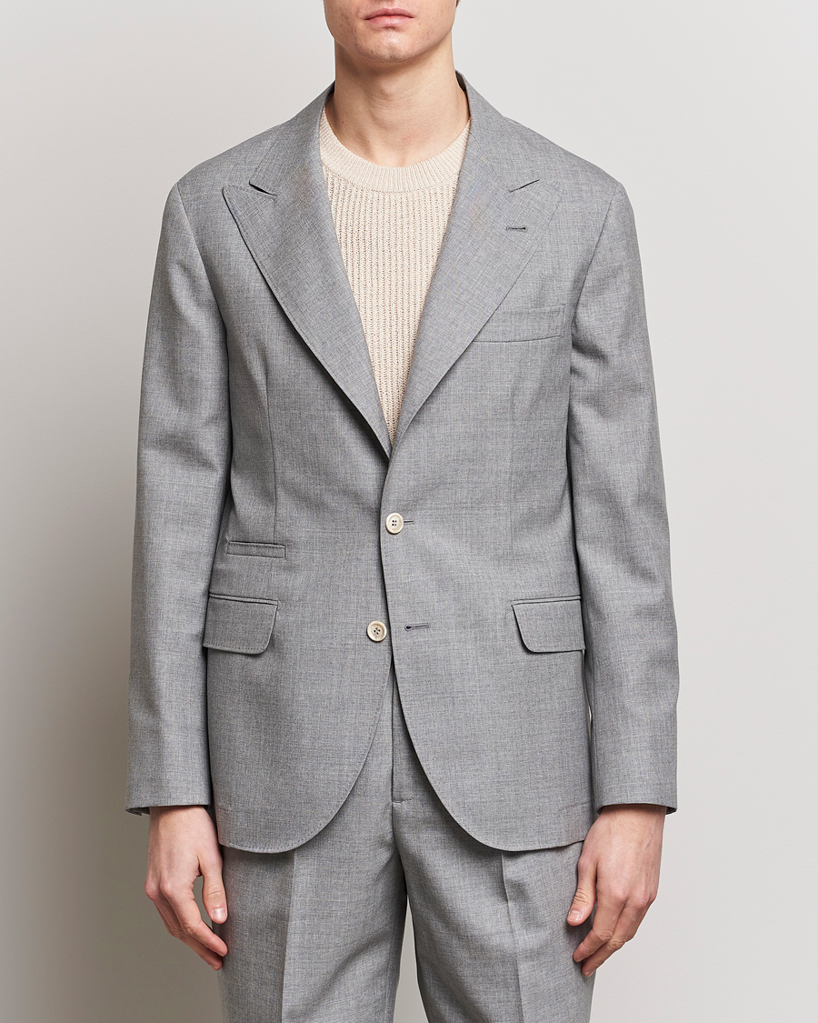 Herre | Italian Department | Brunello Cucinelli | Peak Lapel Wool Blazer Light Grey