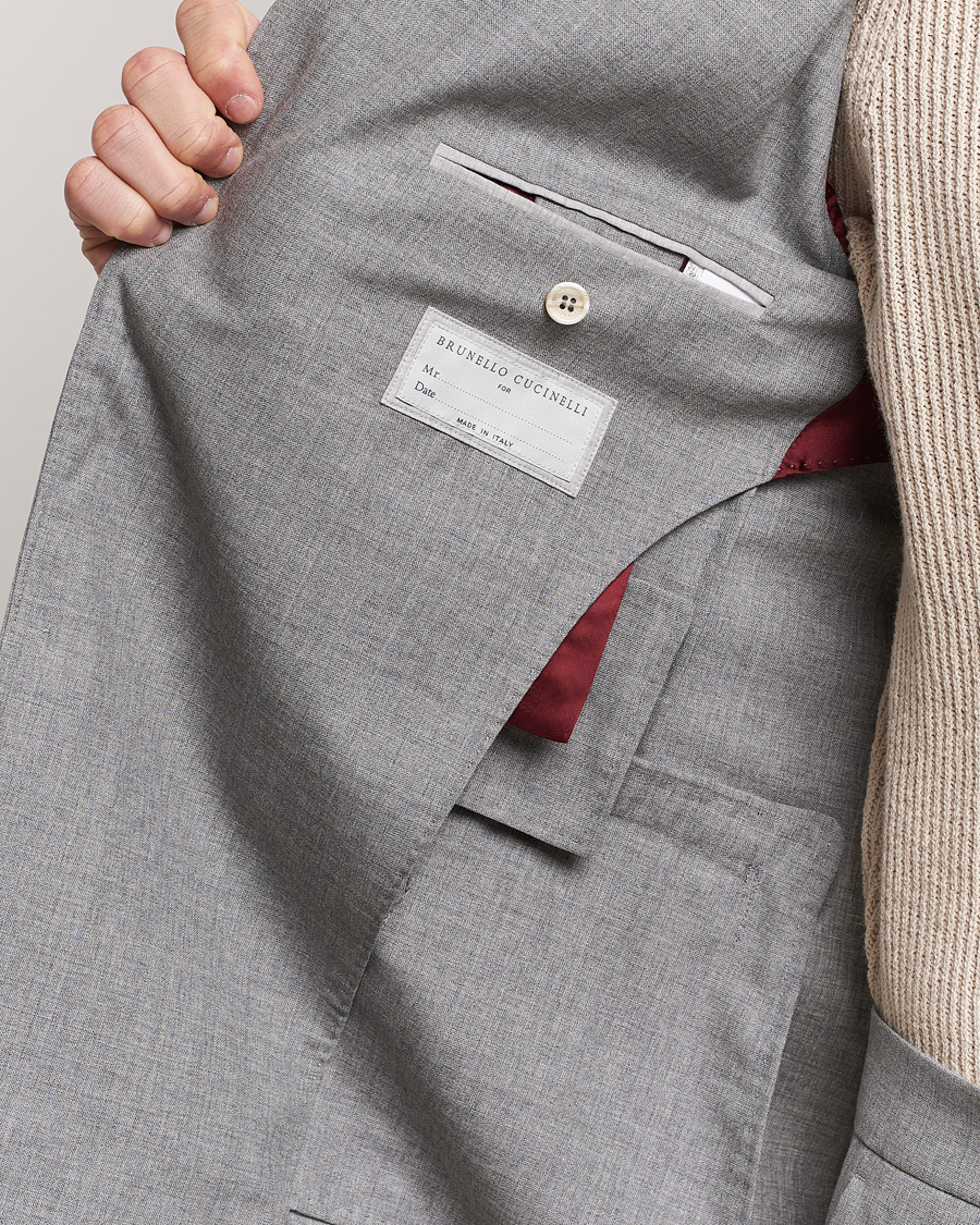 Herre | Dressjakker | Brunello Cucinelli | Peak Lapel Wool Blazer Light Grey