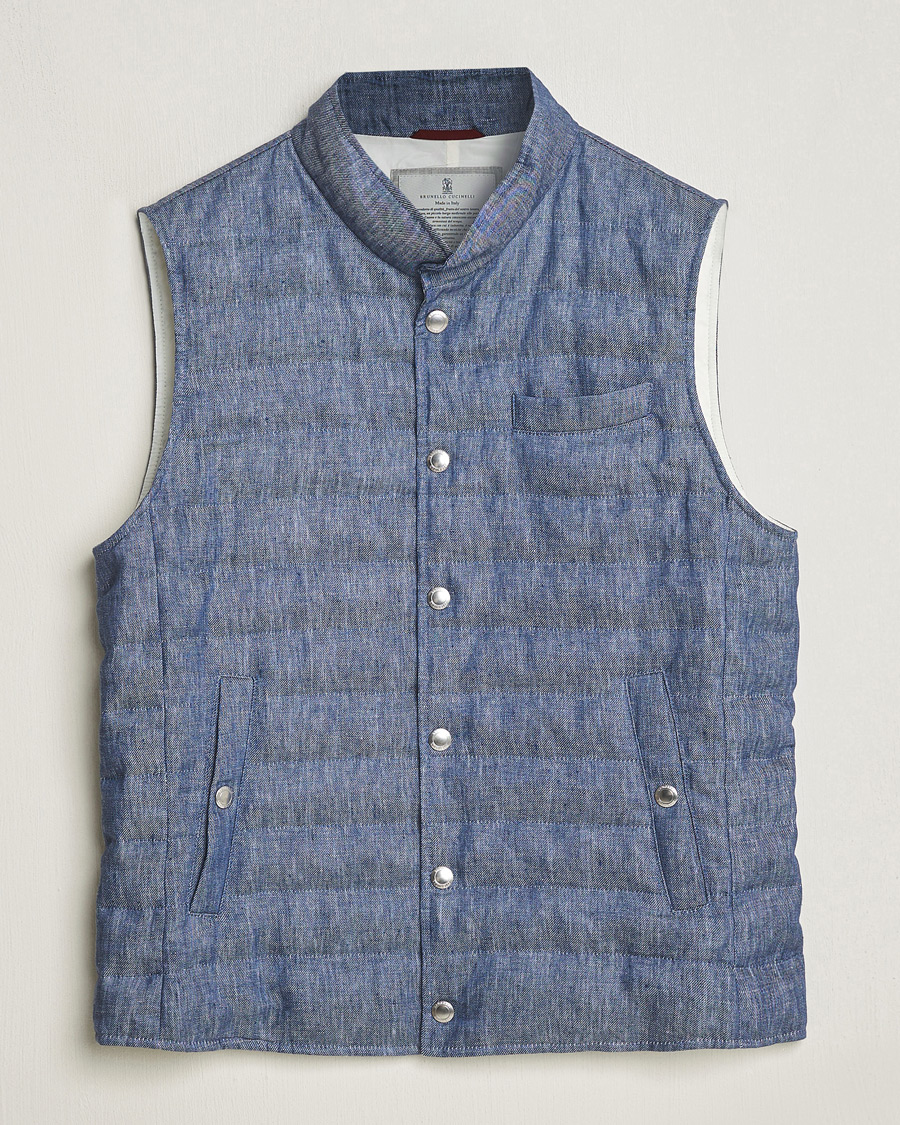 Herre | Jakker | Brunello Cucinelli | Linen Gilet Light Blue