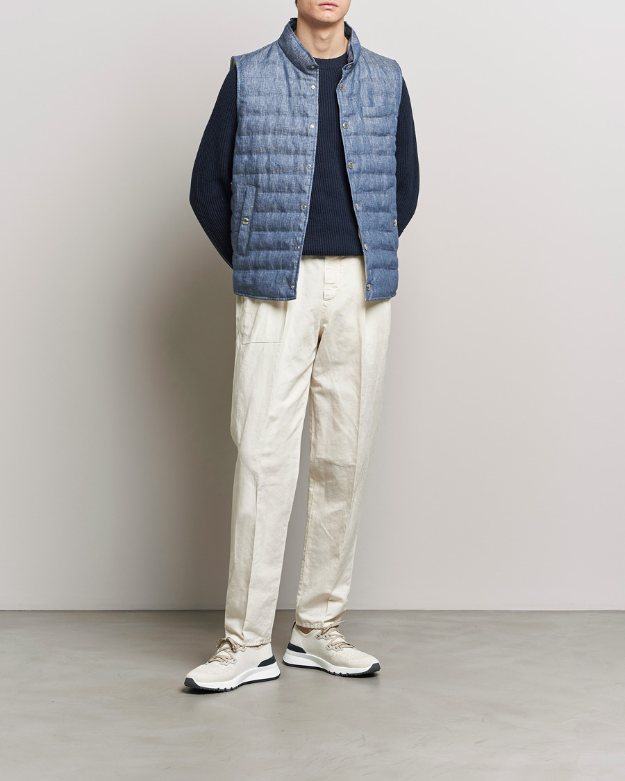 Herre | Jakker | Brunello Cucinelli | Linen Gilet Light Blue