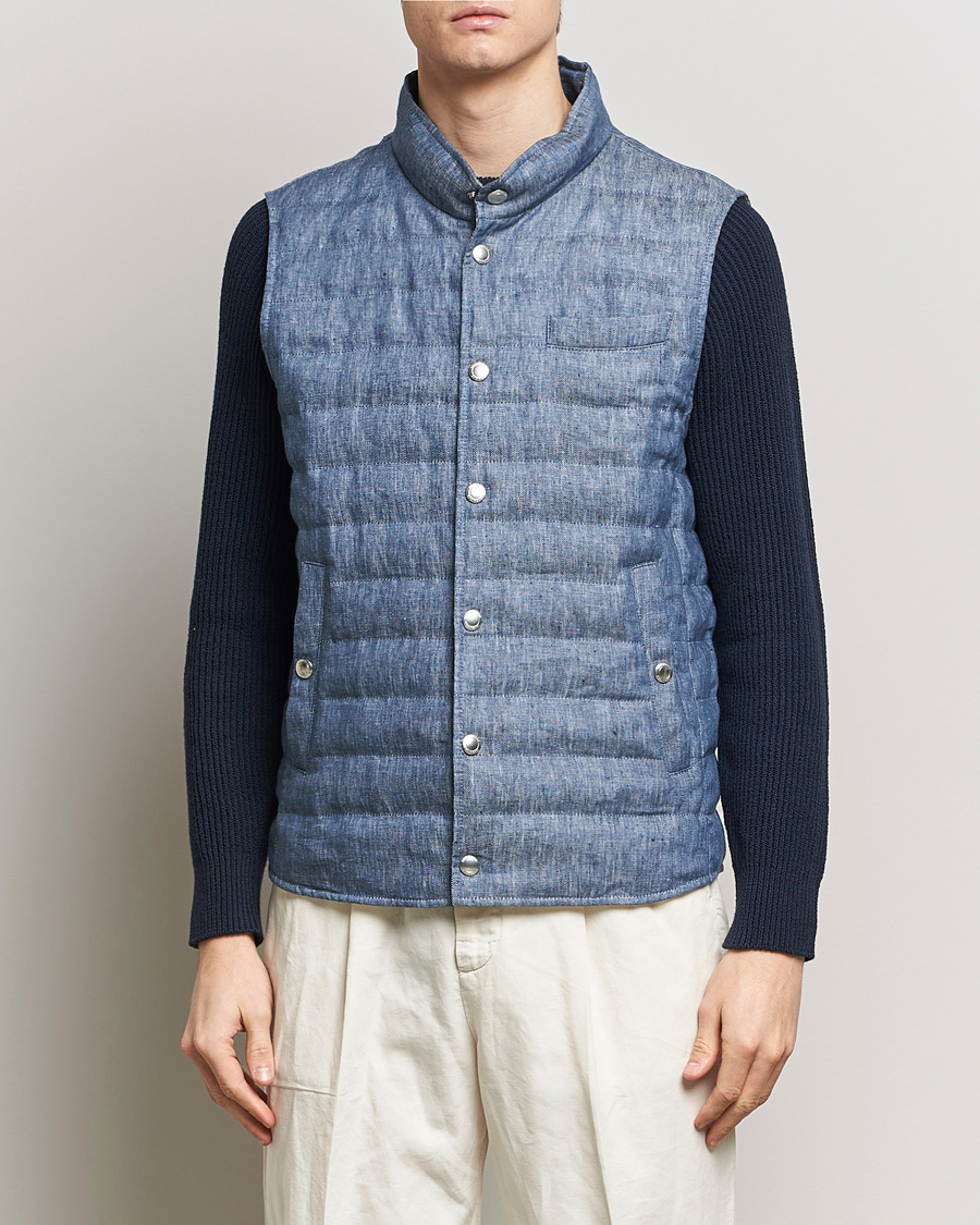 Herre |  | Brunello Cucinelli | Linen Gilet Light Blue