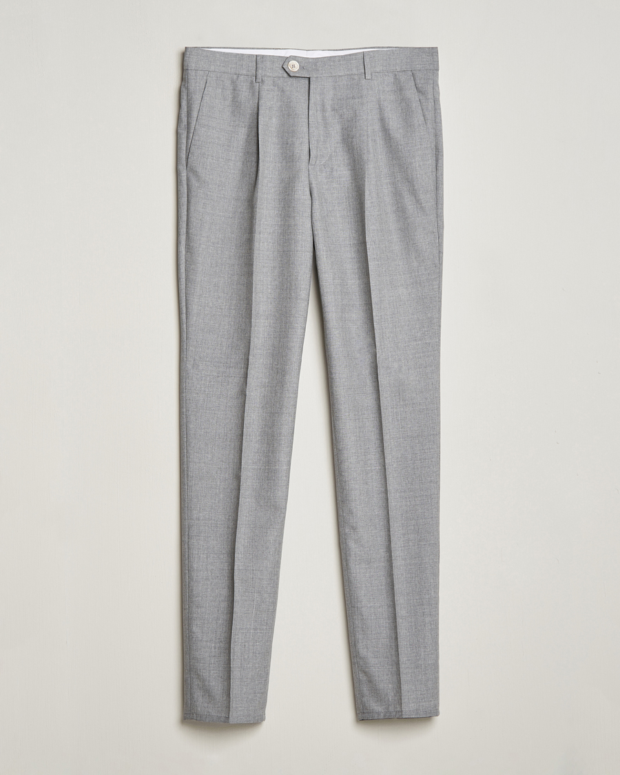Herre | Bukser | Brunello Cucinelli | Pleated Wool Trousers Light Grey