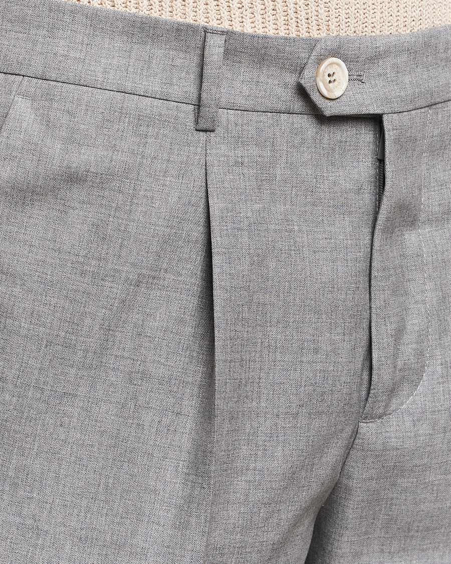 Herre | Bukser | Brunello Cucinelli | Pleated Wool Trousers Light Grey