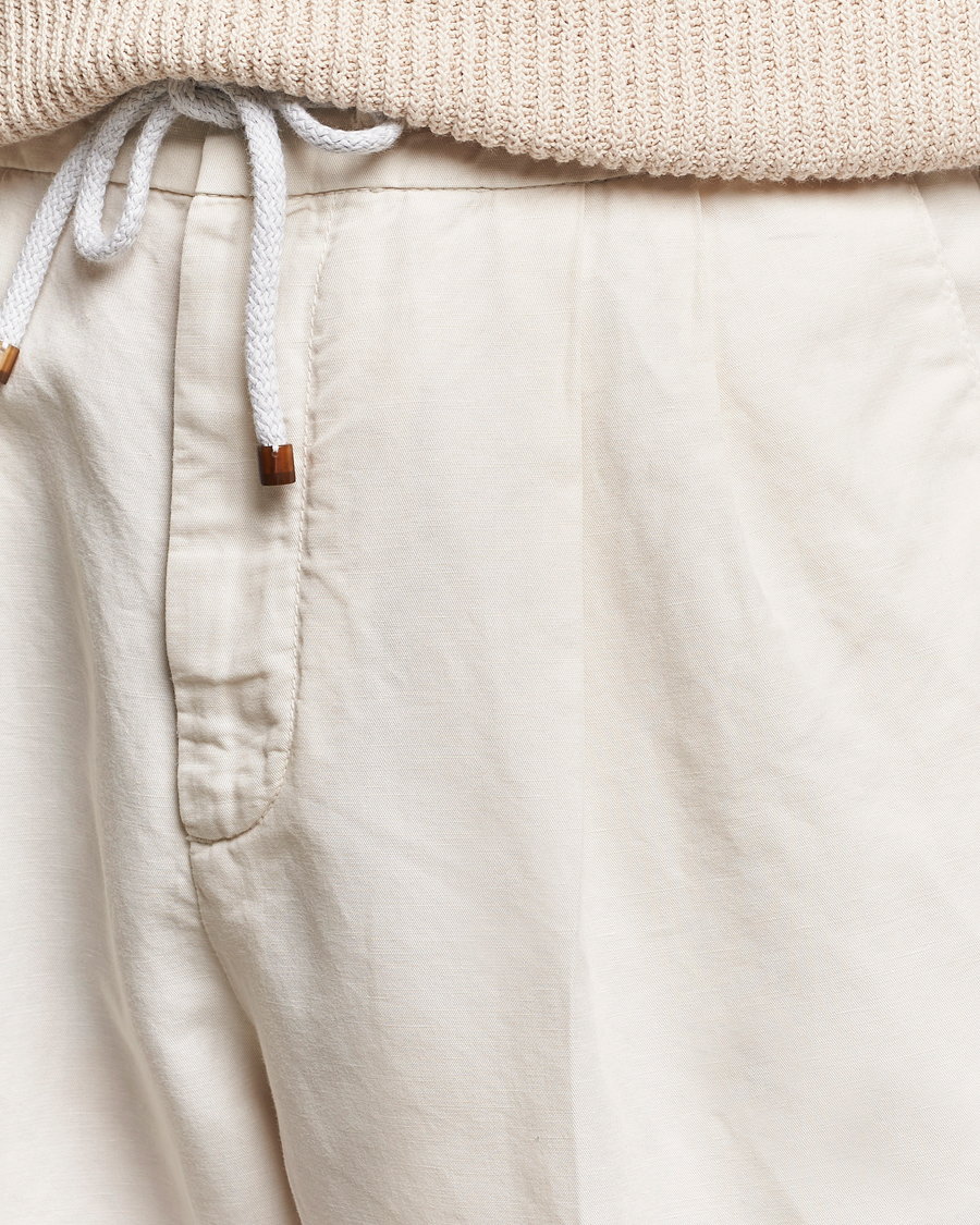Herre | Bukser | Brunello Cucinelli | Cotton/Linen Drawstring Pants Off White