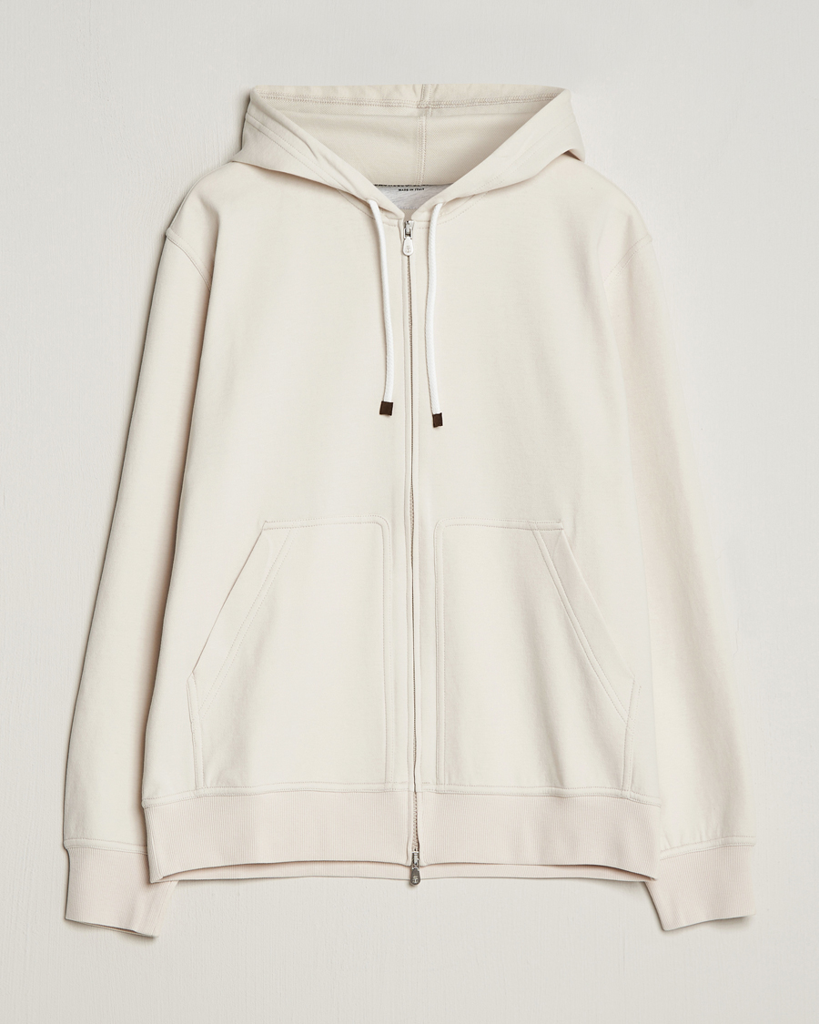 Herre | Gensere | Brunello Cucinelli | Soft Cotton Full Zip Hoodie Light Beige