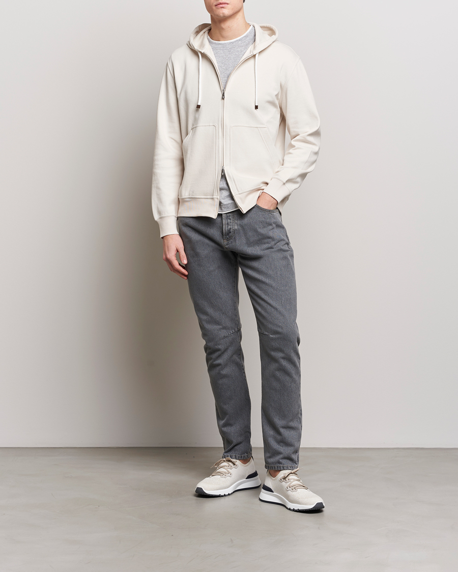 Herre | Gensere | Brunello Cucinelli | Soft Cotton Full Zip Hoodie Light Beige