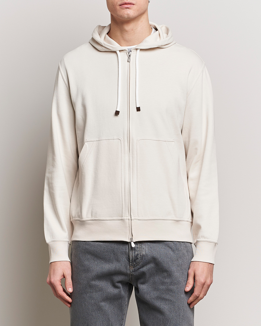 Herre | Klær | Brunello Cucinelli | Soft Cotton Full Zip Hoodie Light Beige