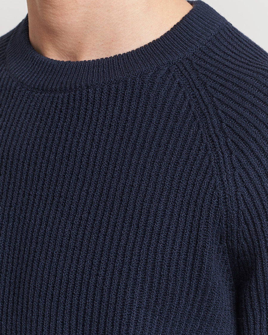 Herre | Gensere | Brunello Cucinelli | Heavy Rib Stitch Crew Neck Navy