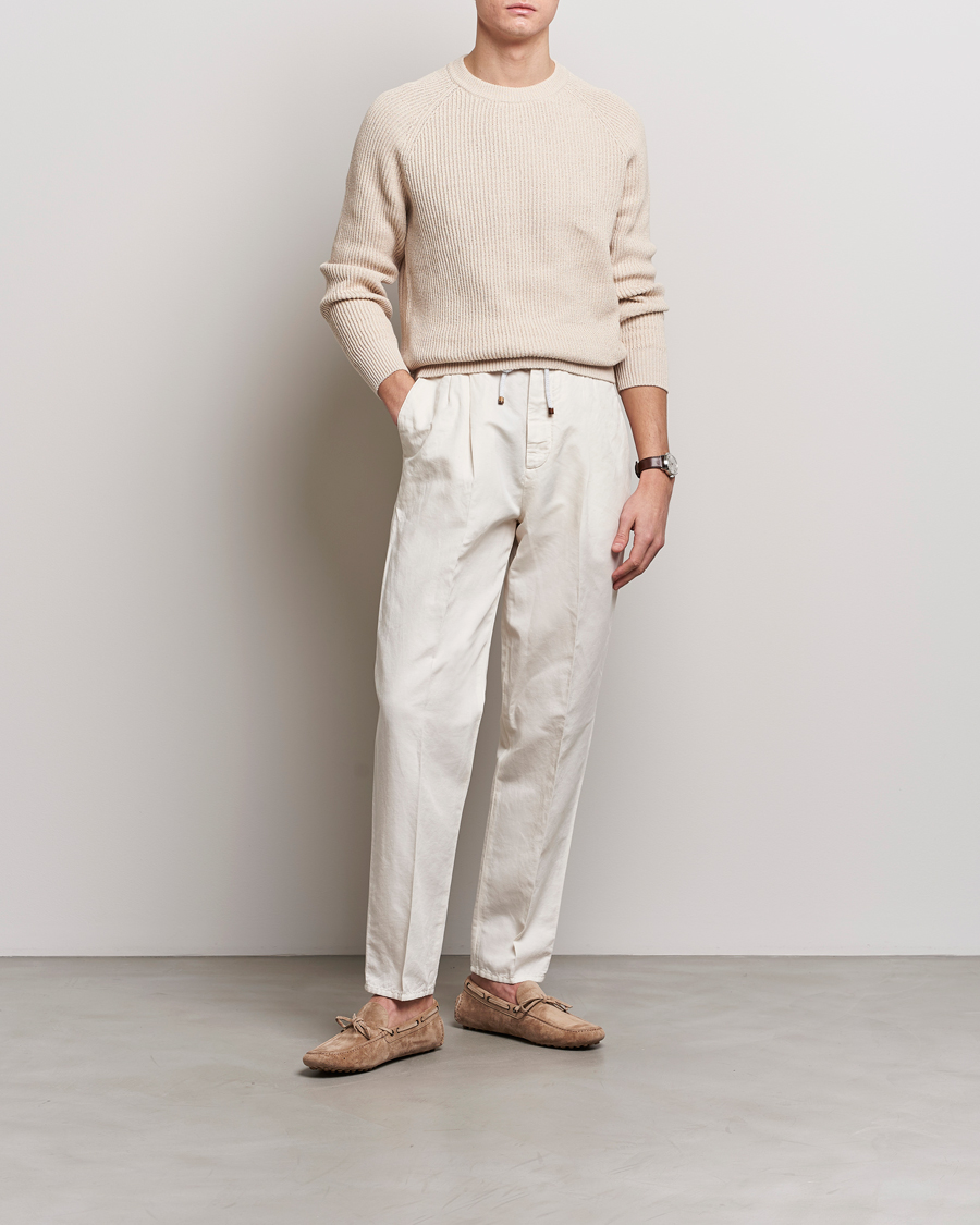 Herre | Gensere | Brunello Cucinelli | Heavy Rib Stitch Crew Neck Light Beige