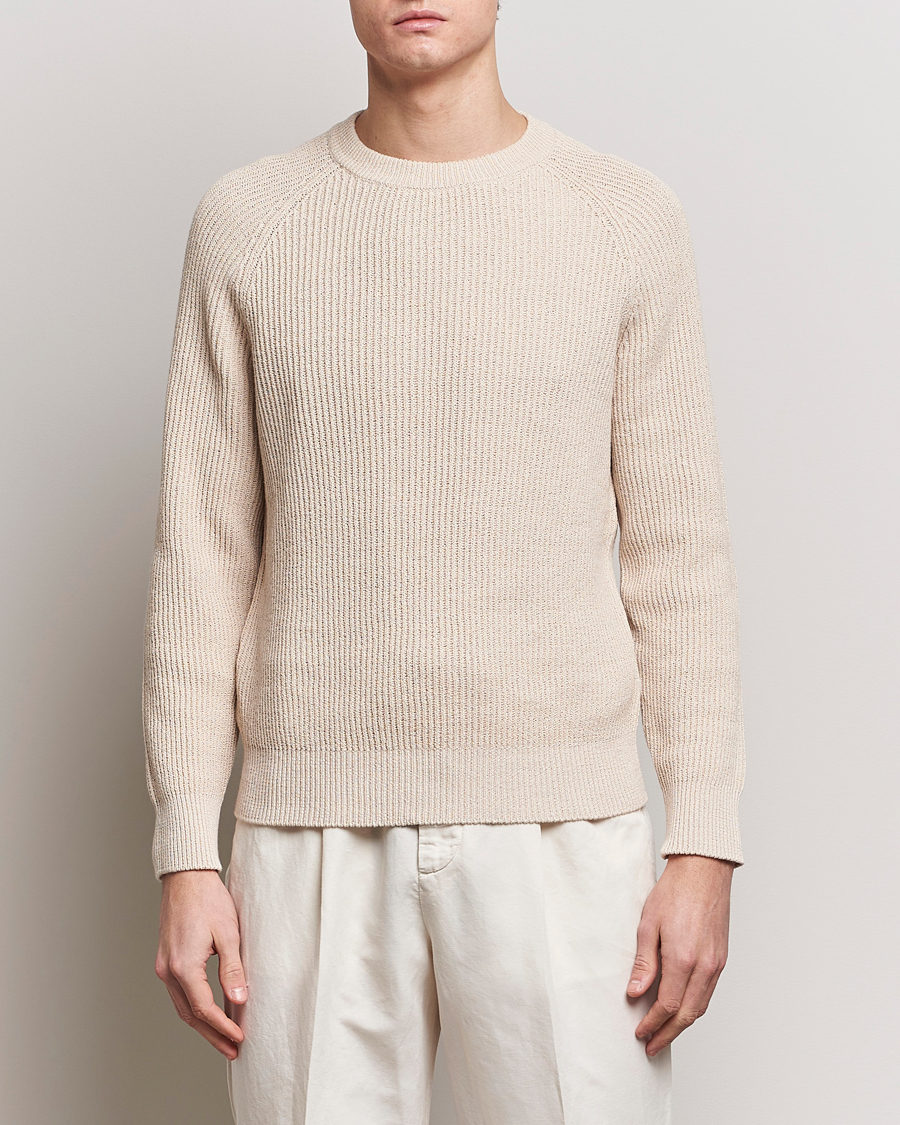 Herre | Pullovers rund hals | Brunello Cucinelli | Heavy Rib Stitch Crew Neck Light Beige