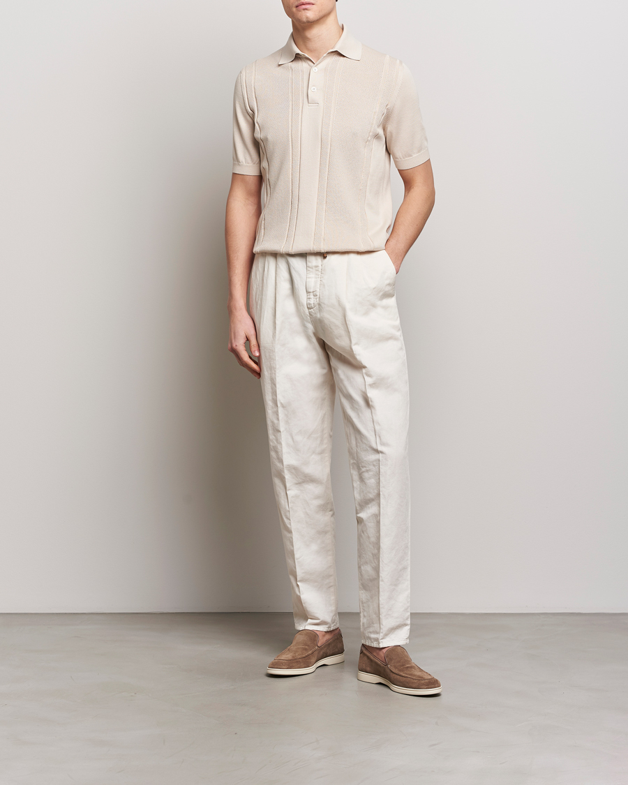 Herre | Pikéer | Brunello Cucinelli | Front Structure Knitted Polo Light Beige