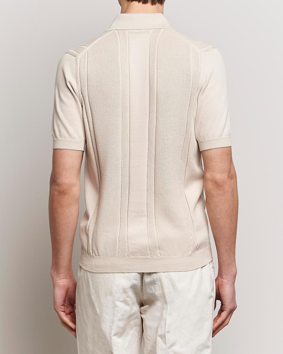 Herre | Pikéer | Brunello Cucinelli | Front Structure Knitted Polo Light Beige