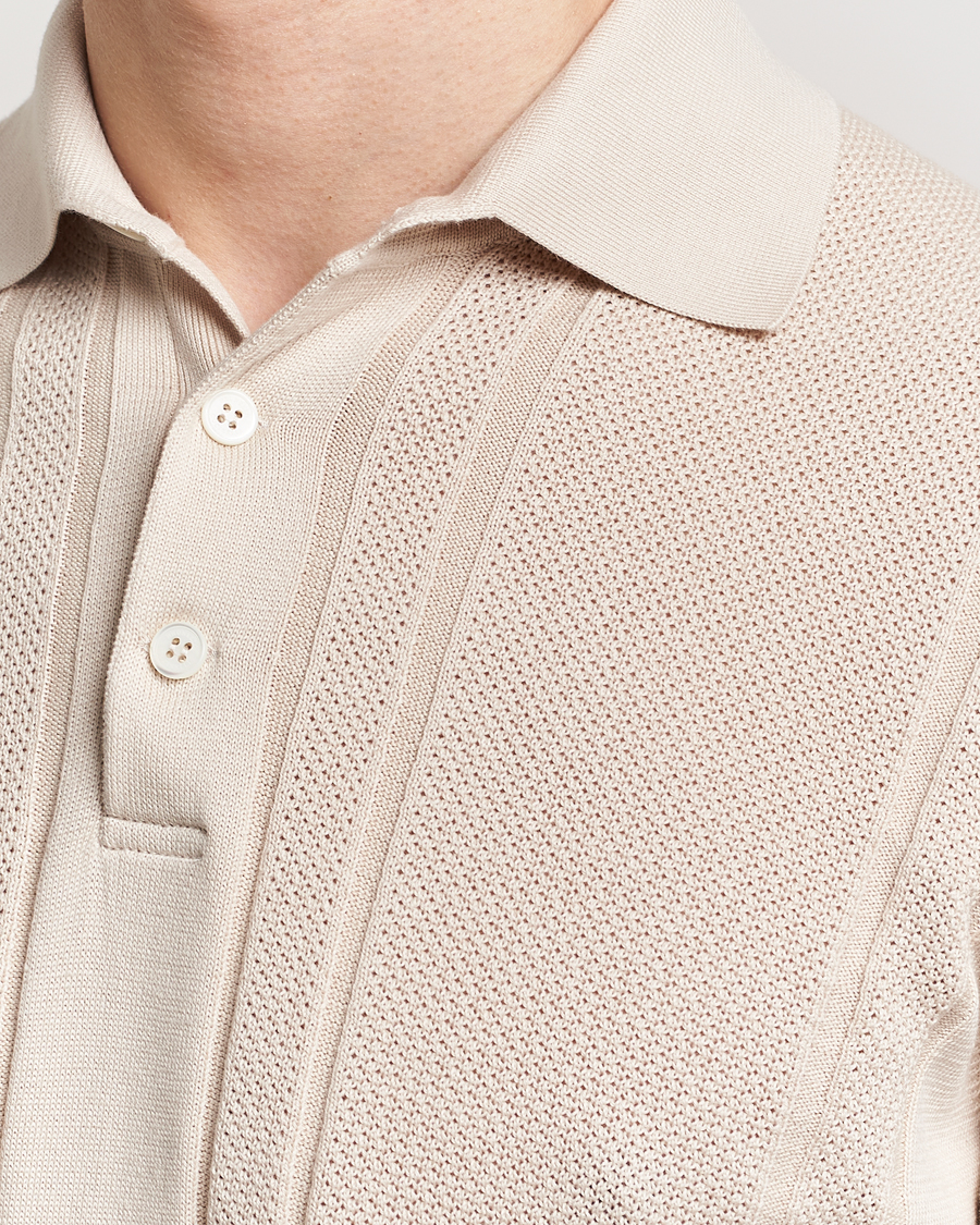 Herre | Pikéer | Brunello Cucinelli | Front Structure Knitted Polo Light Beige