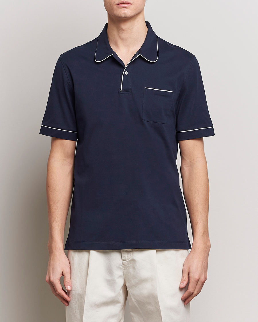 Herre | Italian Department | Brunello Cucinelli | Short Sleeve Resort Polo Navy