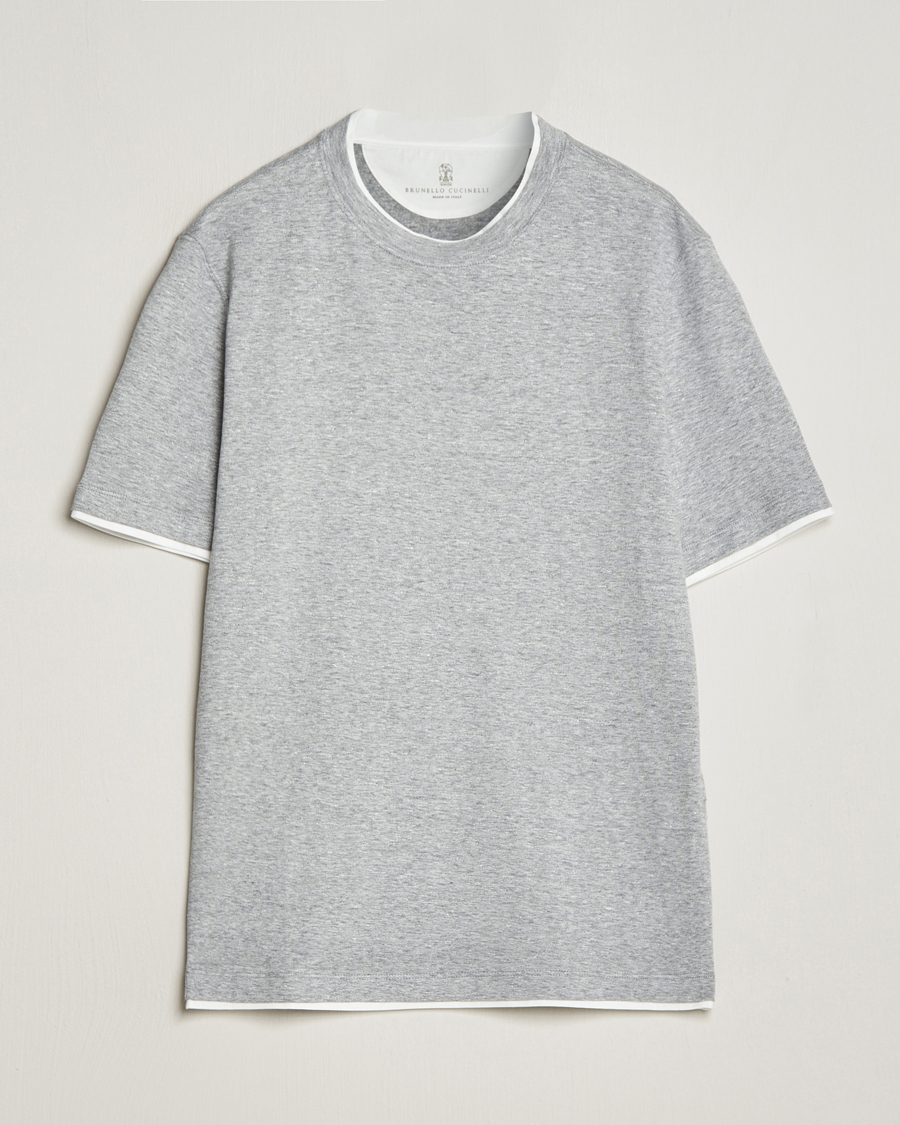 Herre | T-Shirts | Brunello Cucinelli | Cotton/Linen T-Shirt Light Grey