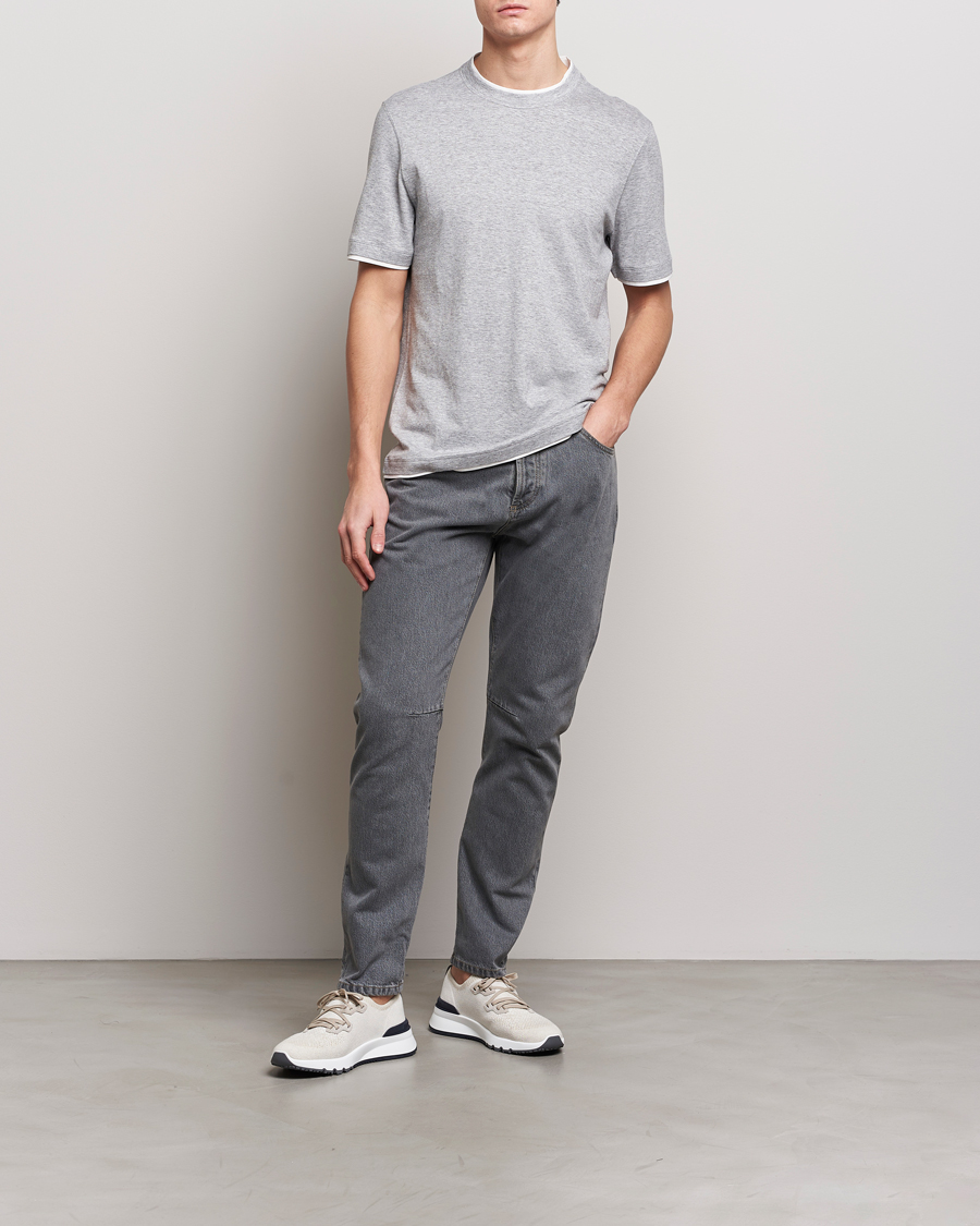 Herre | T-Shirts | Brunello Cucinelli | Cotton/Linen T-Shirt Light Grey
