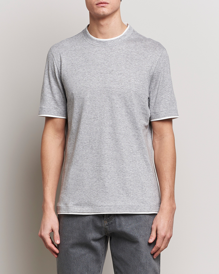 Herre | T-Shirts | Brunello Cucinelli | Cotton/Linen T-Shirt Light Grey