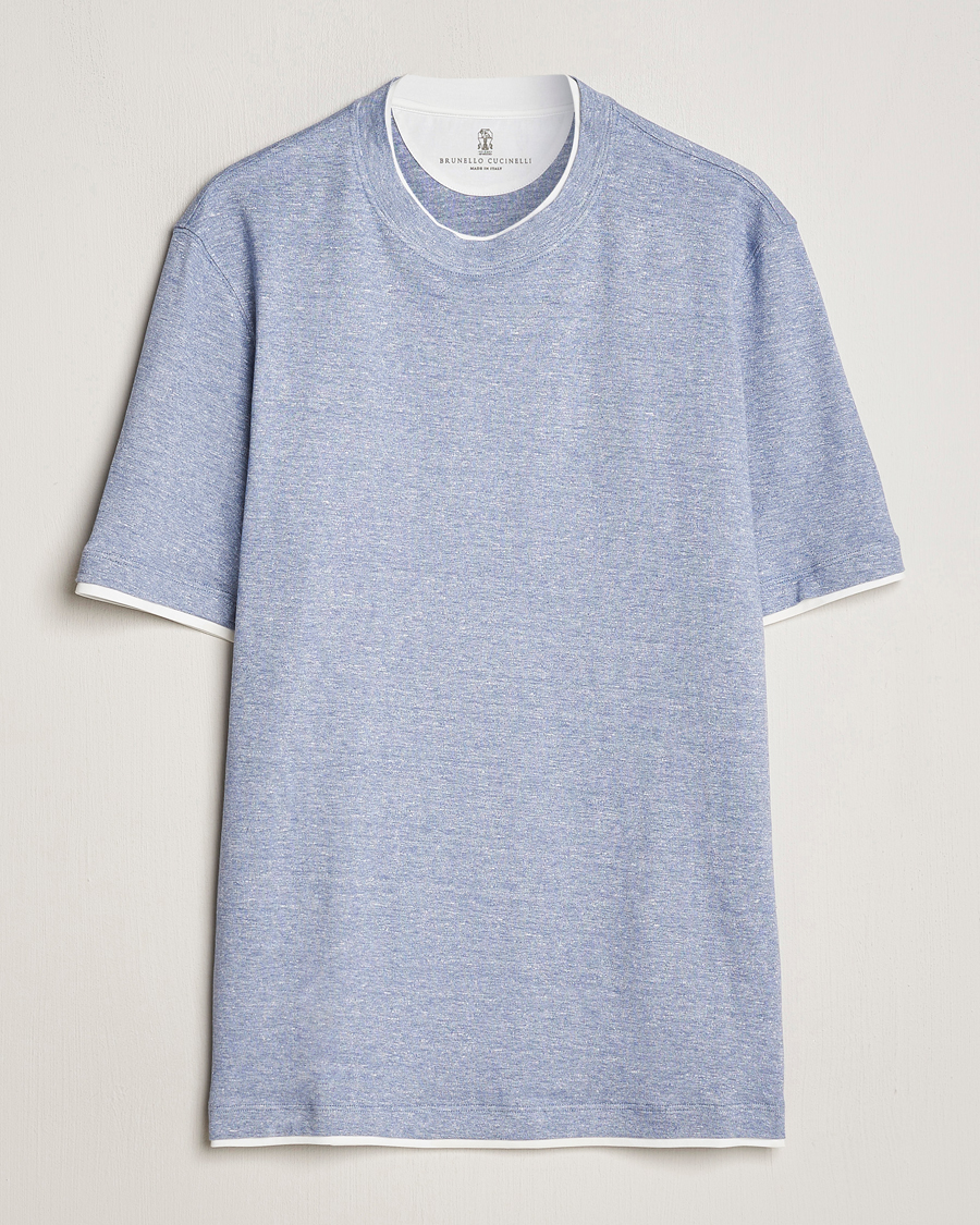Herre | T-Shirts | Brunello Cucinelli | Cotton/Linen T-Shirt Light Blue