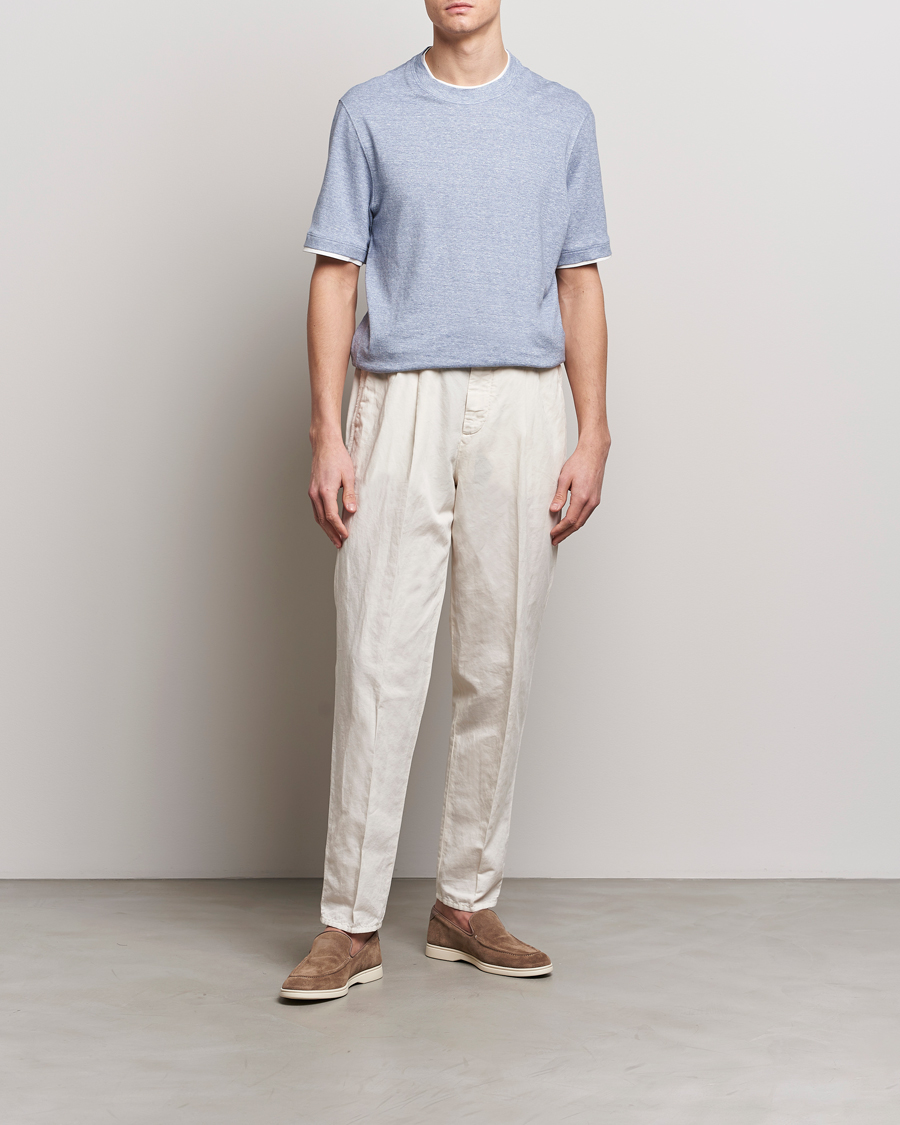 Herre | T-Shirts | Brunello Cucinelli | Cotton/Linen T-Shirt Light Blue