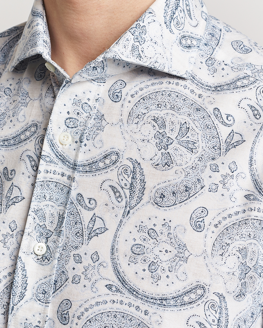 Herre | Skjorter | Brunello Cucinelli | Slim Fit Paisley Shirt Light Blue