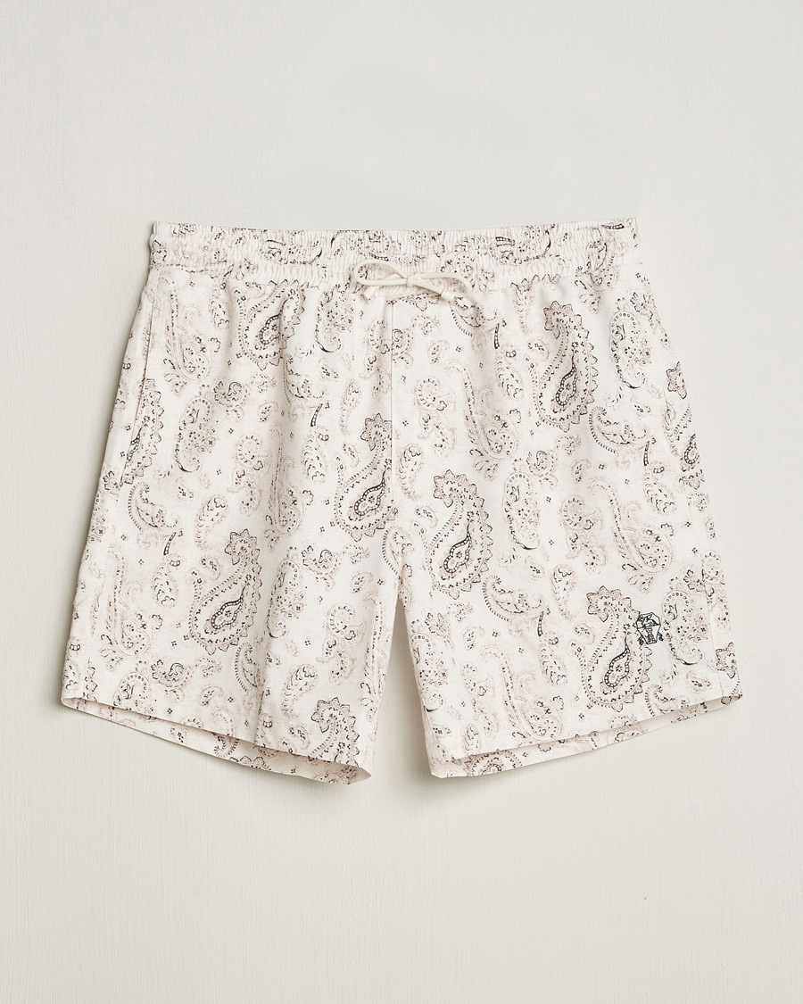 Herre | Badeshorts | Brunello Cucinelli | Paisley Swim Trunks Light Beige