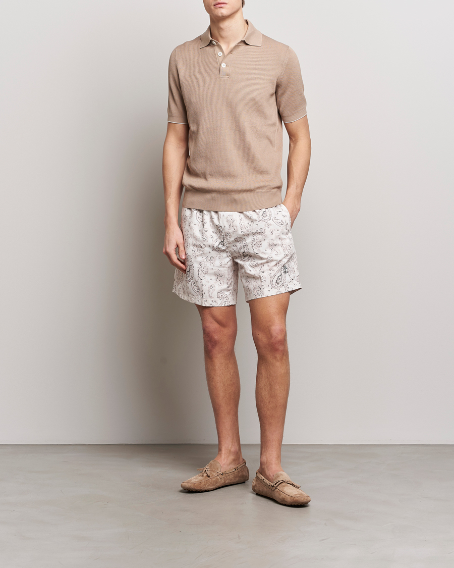 Herre | Badeshorts | Brunello Cucinelli | Paisley Swim Trunks Light Beige