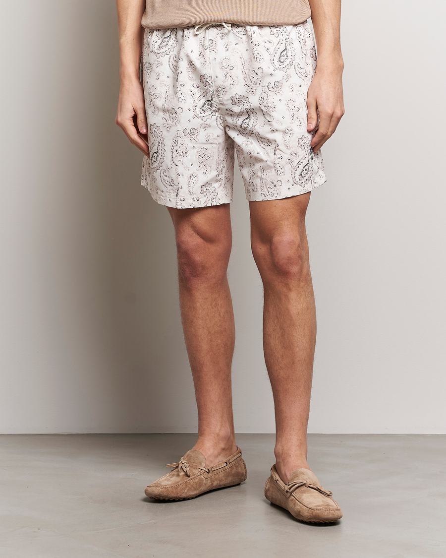 Herre | Badebukser | Brunello Cucinelli | Paisley Swim Trunks Light Beige