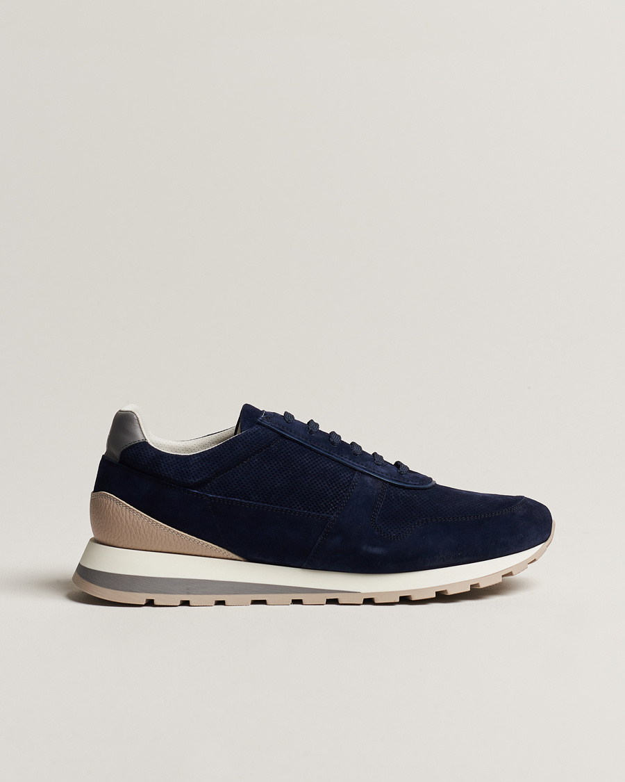 Herre | Brunello Cucinelli Perforated Running Sneakers Navy Suede | Brunello Cucinelli | Perforated Running Sneakers Navy Suede