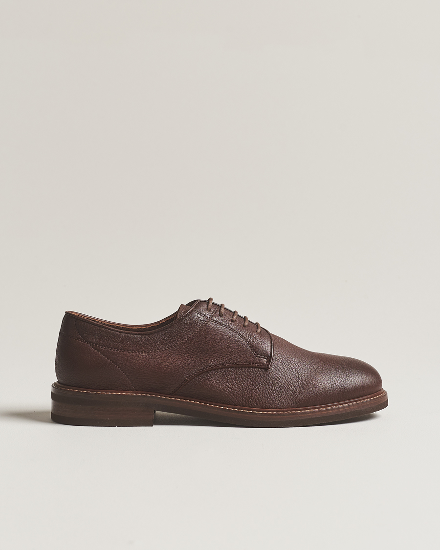 Herre | Brunello Cucinelli Plain Toe Derby Dark Brown Deerskin | Brunello Cucinelli | Plain Toe Derby Dark Brown Deerskin