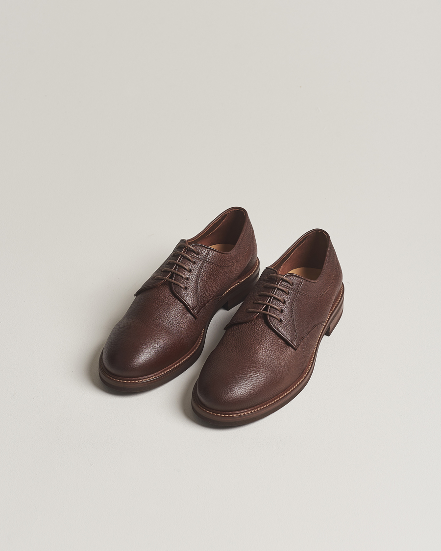 Herre | Brunello Cucinelli Plain Toe Derby Dark Brown Deerskin | Brunello Cucinelli | Plain Toe Derby Dark Brown Deerskin