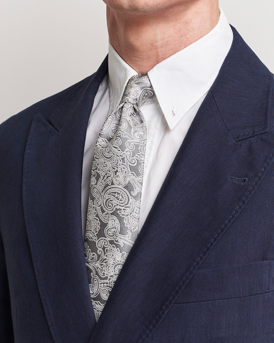 Herre | Brunello Cucinelli | Brunello Cucinelli | Paisley Silk Tie Grey