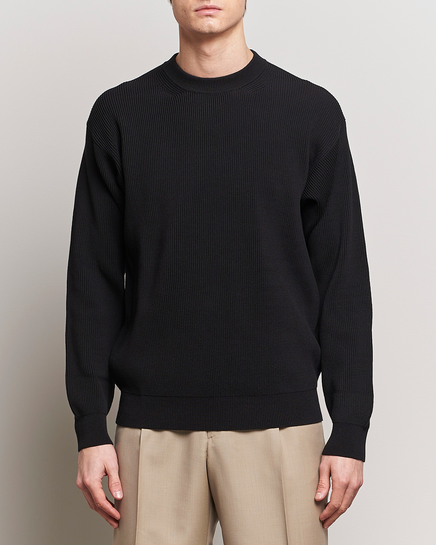 Herre | Japanese Department | Auralee | Hard Twist Rib Knit Pullover Black