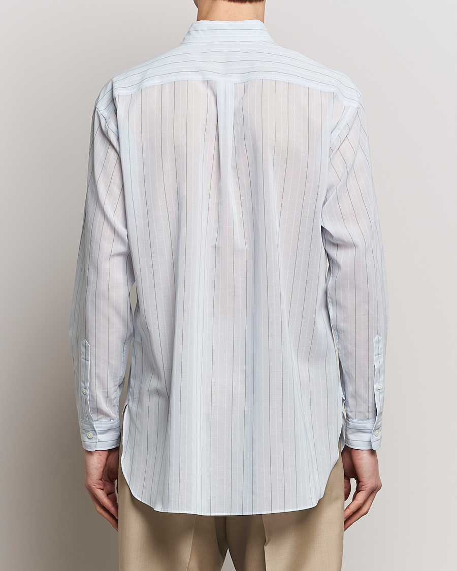 Herre | Skjorter | Auralee | Hard Twist Light Cotton Shirt Light Blue Stripe