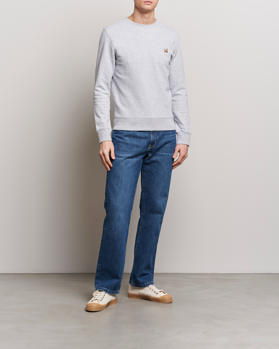 Herre | Gensere | Maison Kitsuné | Fox Head Sweatshirt Light Grey Melange