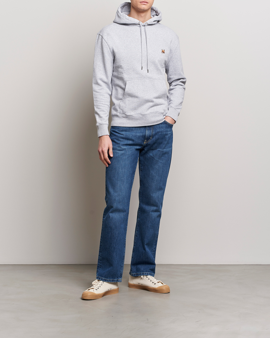 Herre | Gensere | Maison Kitsuné | Fox Head Hoodie Light Grey Melange
