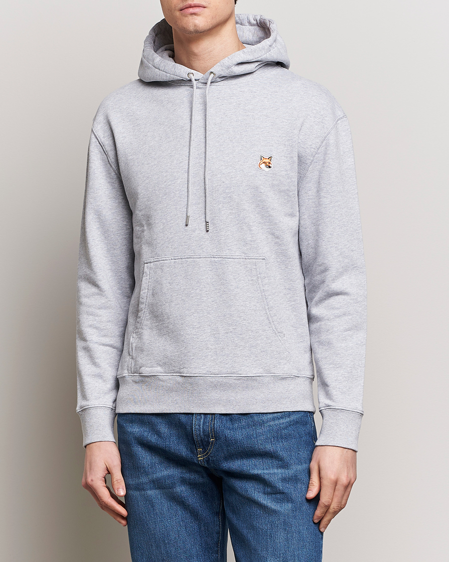 Herre | Contemporary Creators | Maison Kitsuné | Fox Head Hoodie Light Grey Melange