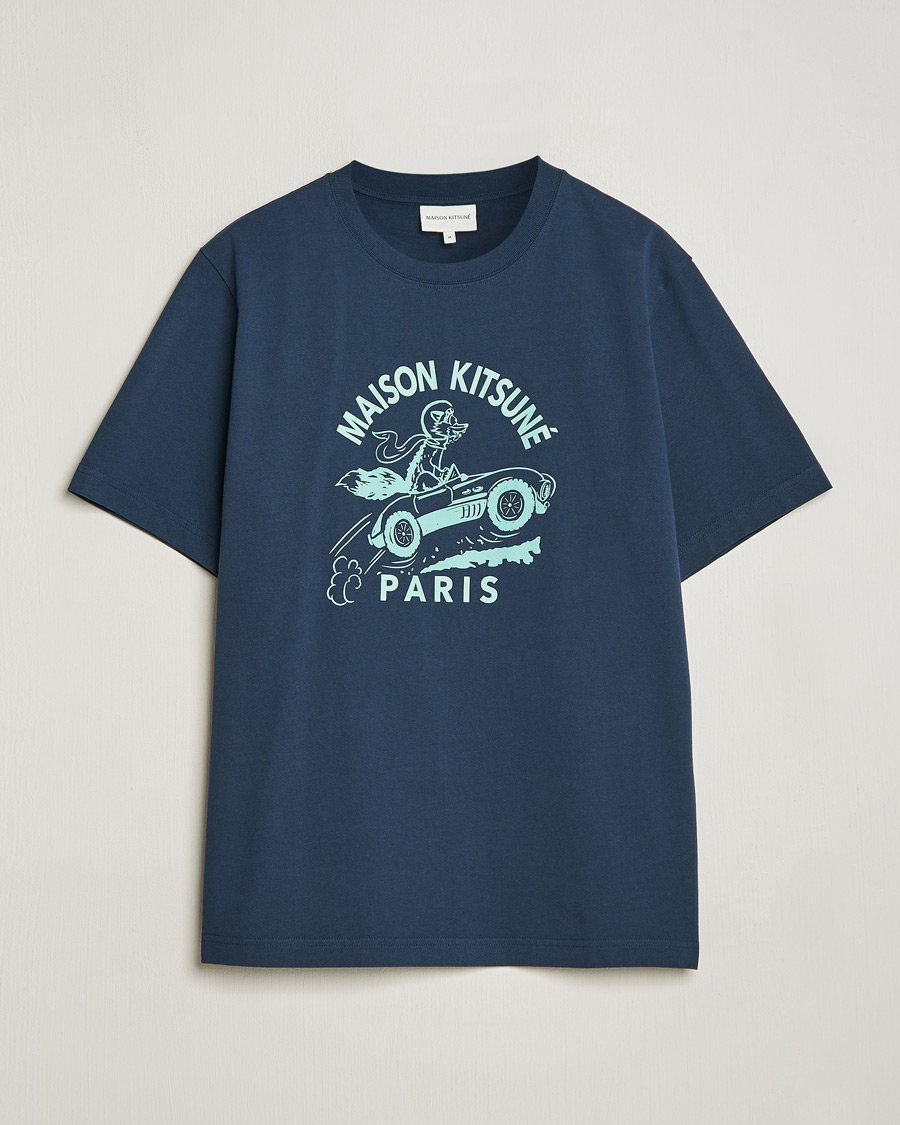Herre | T-Shirts | Maison Kitsuné | Racing Fox T-Shirt Ink Blue