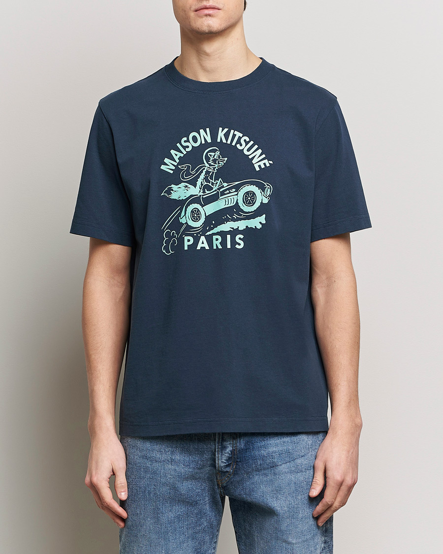 Herre |  | Maison Kitsuné | Racing Fox T-Shirt Ink Blue